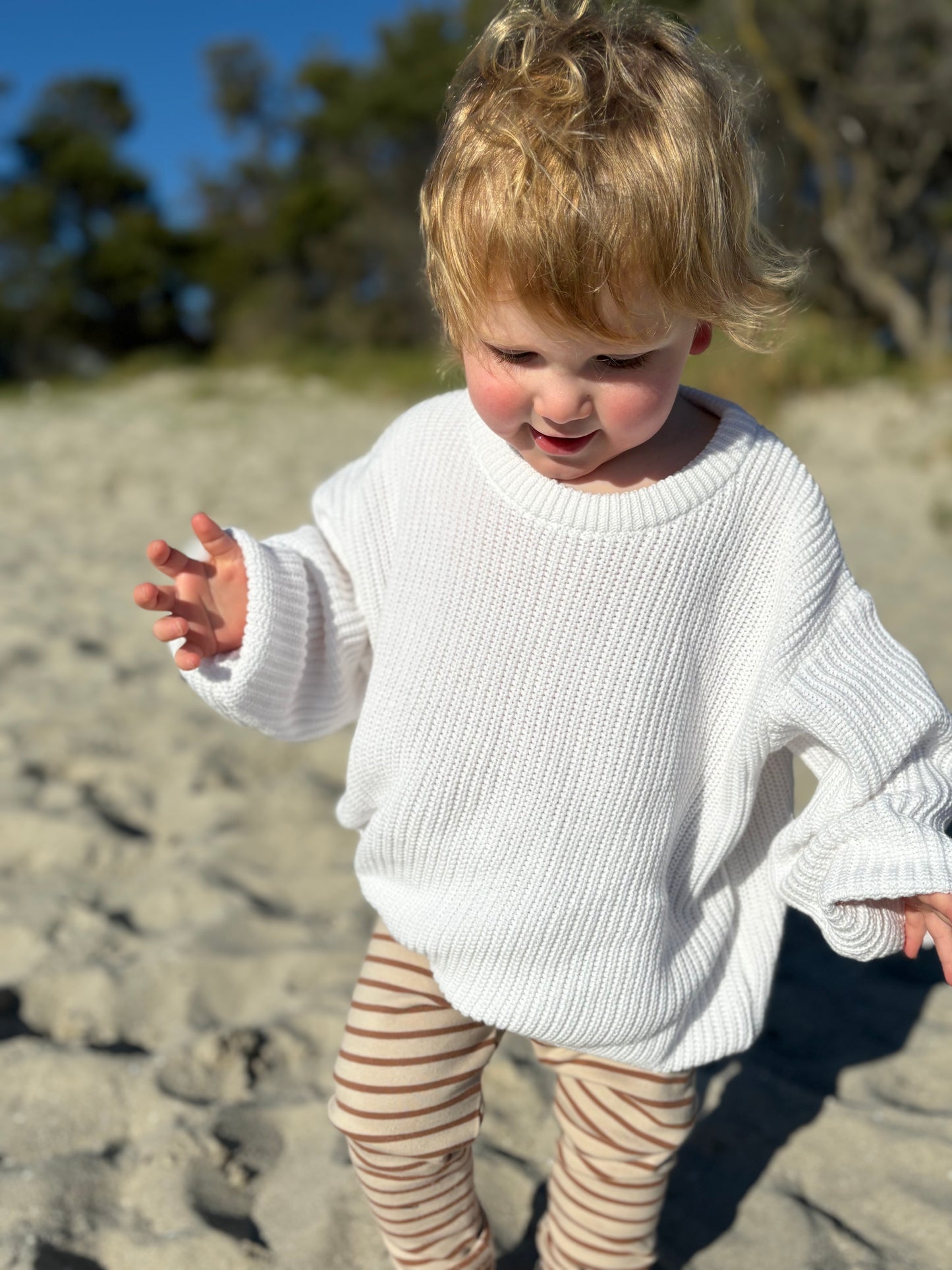 Oversized winter knitted sweater in white